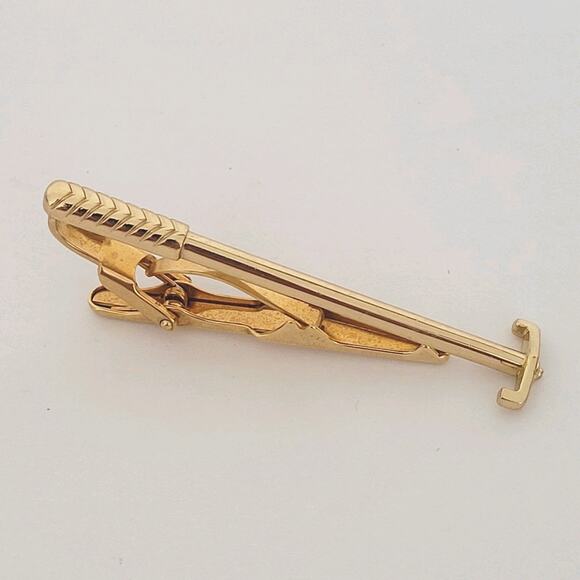 Christian Dior Tie Bar Clip Clasp Gold Tone Vintage Made Germany Designer - Picture 1 of 6